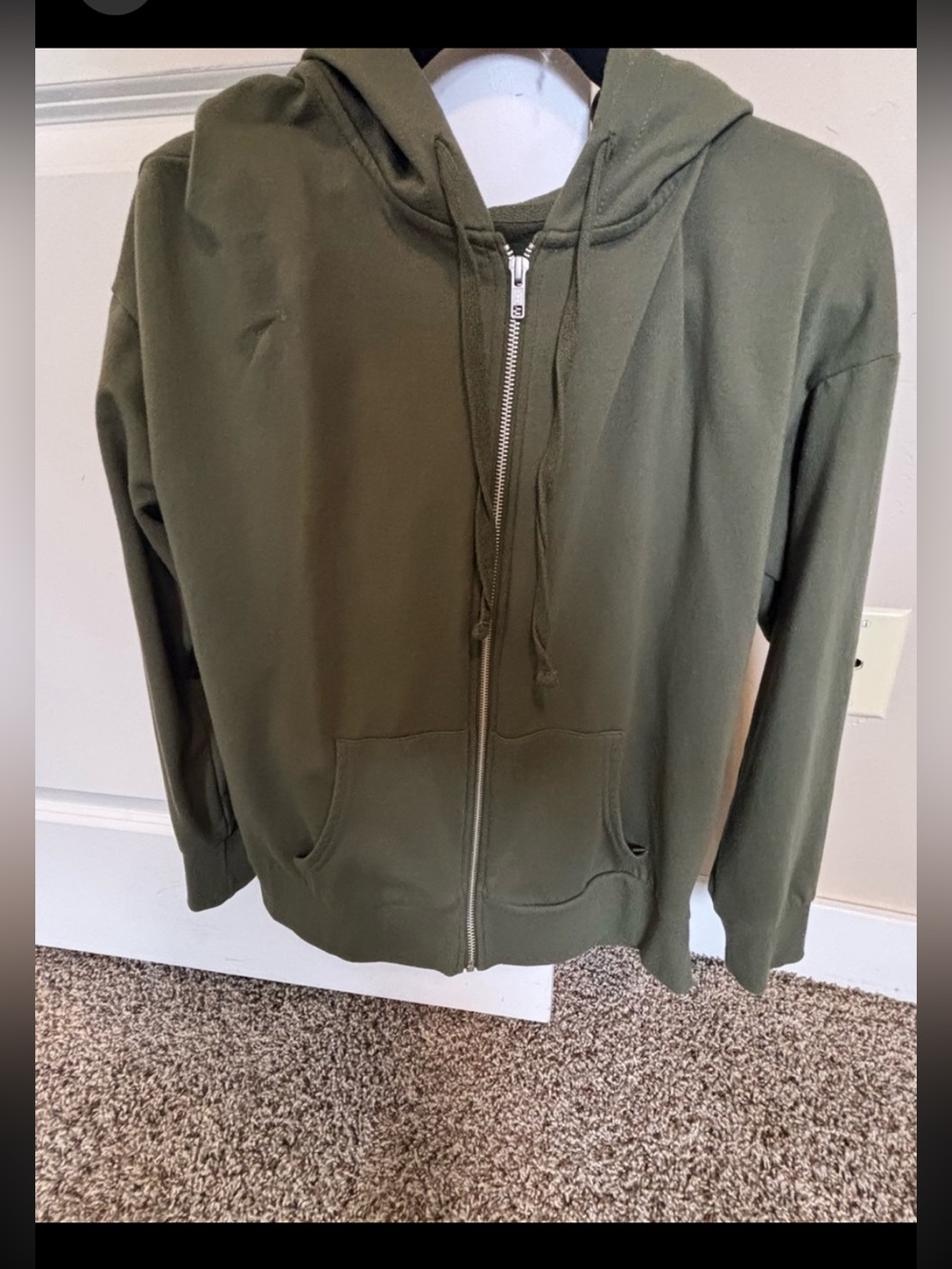 Olive Green Zip-Up Hoodie - Classic Everyday Pullover